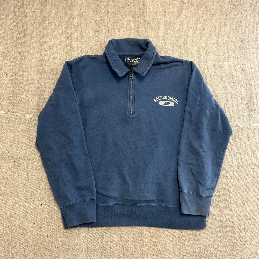 Vintage Abercrombie & Fitch 1/4 Zip Sweatshirt Mens Small Blue 1990s